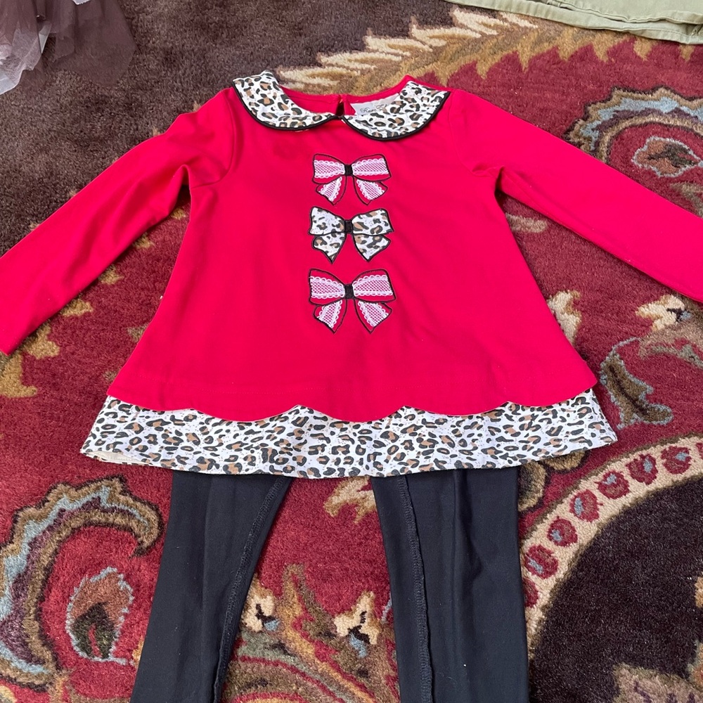 Rare Editions Red Dress with Animal Print Accent
